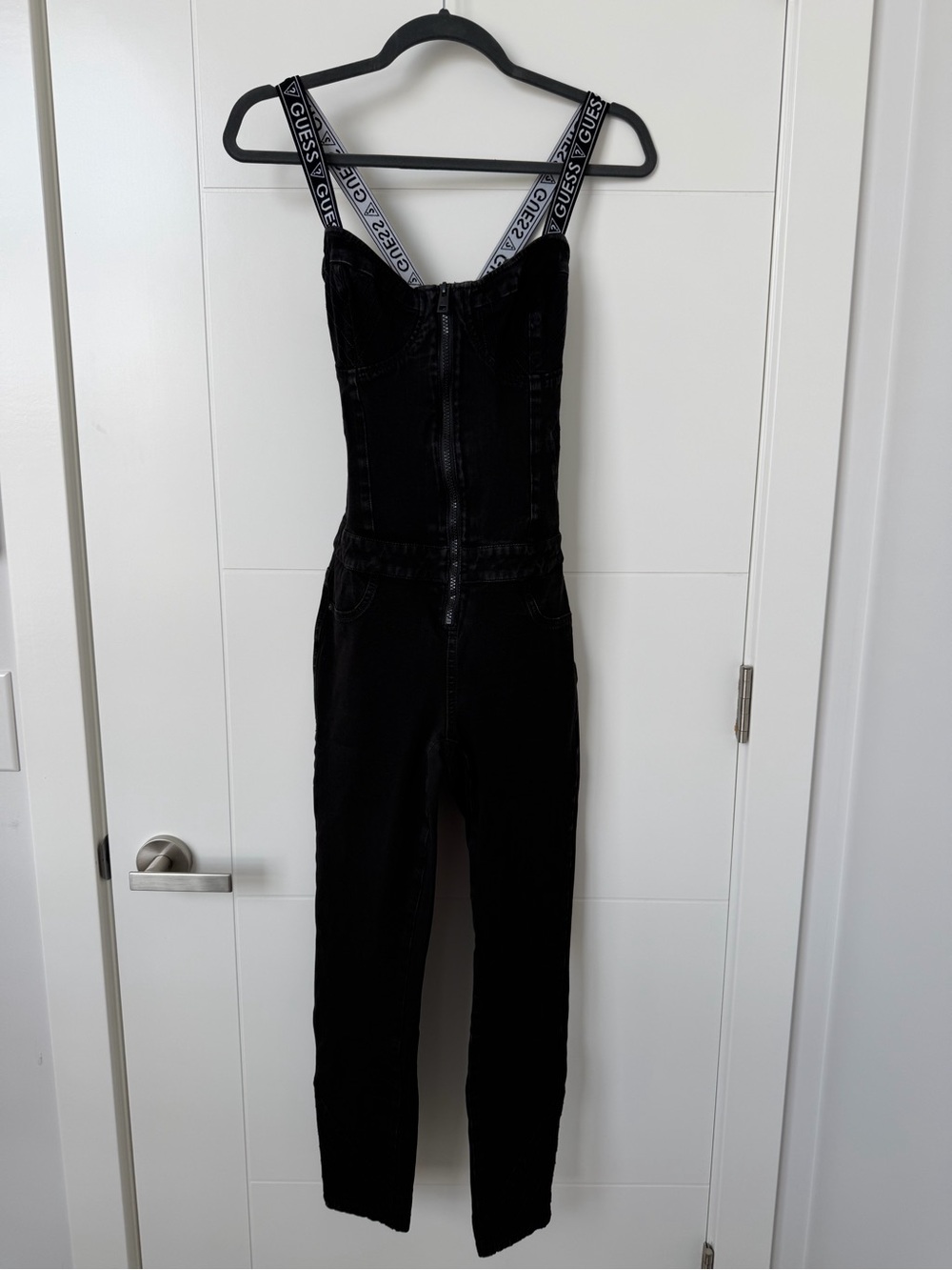 Guess Black Jumpsuit with Logo Straps